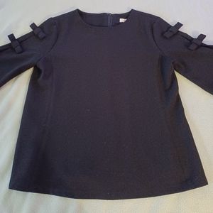 Areyh womens polyester black blouse size S bows on sleeve